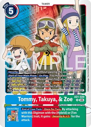 Image of Tommy, Takuya, & Zoe [AD1-020] [Advanced Booster Digimon Generation]