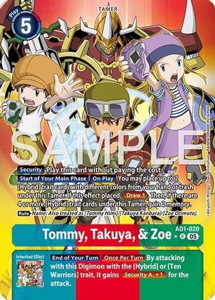 Image of Tommy, Takuya, & Zoe [AD1-020] (Alternate Art) [Advanced Booster Digimon Generation]