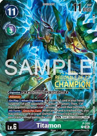 Image of Titamon (Regionals 26-27 Season 1 Champion) (P-209) - Digimon Promotion Cards Foil