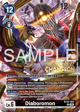 Image of Diaboromon (Regionals 26-27 Season 1 Champion) (BT22-064) - Cyber Eden Foil