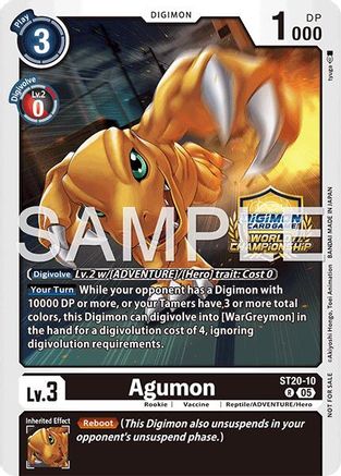 Image of Agumon (World Championship 26–27 Regionals Season 1) (ST20-10) - Starter Deck 20: Protector of Light Foil
