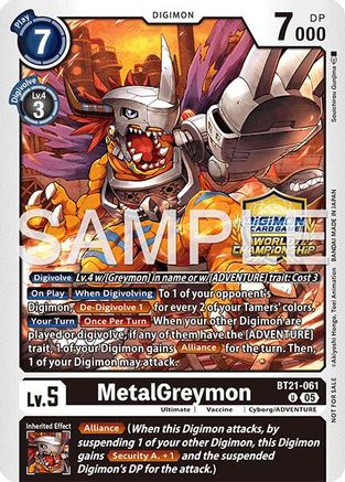 Image of MetalGreymon (World Championship 26–27 Regionals Season 1) (BT21-061) - World Convergence Foil