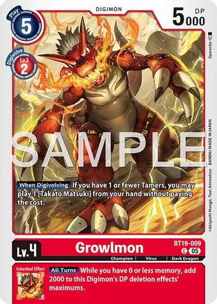 Image of Growlmon [BT19-009] [Advanced Booster Digimon Generation]