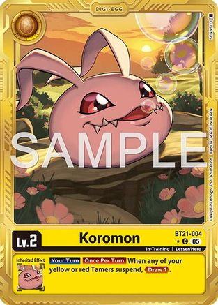Image of Koromon - BT21-004 (Gold Border) (BT21-004) - Advanced Booster Digimon Generation Foil