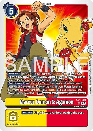 Image of Marcus Damon & Agumon (AD1-021) - Advanced Booster Digimon Generation Foil