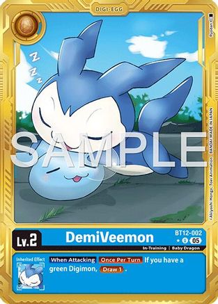Image of DemiVeemon - BT12-002 (Gold Border) (BT12-002) - Advanced Booster Digimon Generation Foil