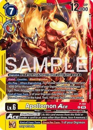 Image of Apollomon ACE (P-191) - Limited Card Pack -Another Knight- Foil