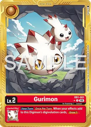 Image of Gurimon (Gold Border) (RB1-001) - Advanced Booster Digimon Generation Foil