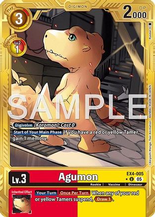 Image of Agumon - EX4-005 (Gold Border) (EX4-005) - Advanced Booster Digimon Generation Foil