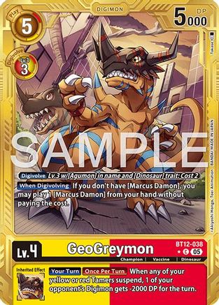 Image of GeoGreymon - BT12-038 (Gold Border) (BT12-038) - Advanced Booster Digimon Generation Foil