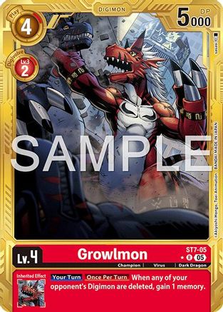 Image of Growlmon - ST7-05 (Gold Border) (ST7-05) - Advanced Booster Digimon Generation Foil