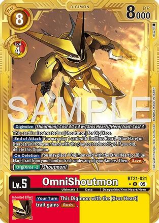 Image of OmniShoutmon (Gold Border) (BT21-021) - Advanced Booster Digimon Generation Foil
