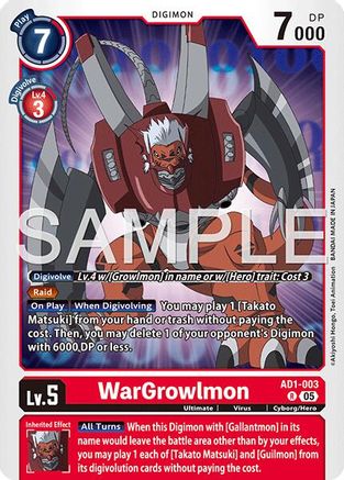 Image of WarGrowlmon - AD1-003 (AD1-003) - Advanced Booster Digimon Generation Foil