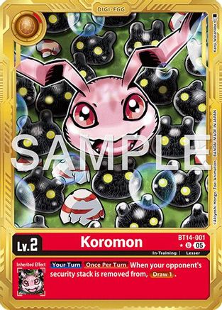 Image of Koromon - BT14-001 (Gold Border) (BT14-001) - Advanced Booster Digimon Generation Foil