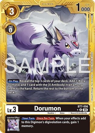 Image of Dorumon (Gold Border) (BT7-056) - Advanced Booster Digimon Generation Foil