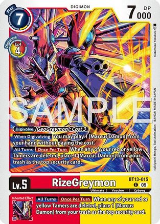 Image of RizeGreymon - BT13-015 (Reprint) (BT13-015) - Advanced Booster Digimon Generation Foil