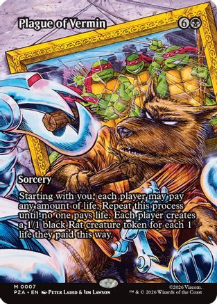 Image of Plague of Vermin (Borderless) (PZA-007) - Teenage Mutant Ninja Turtles Eternal-Legal Foil