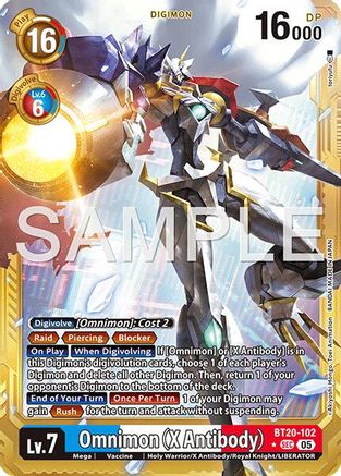 Image of Omnimon (X Antibody) (Gold Border) (BT20-102) - Advanced Booster Digimon Generation Foil