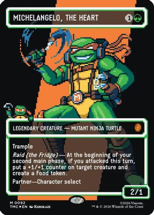Image of Michelangelo, the Heart (0093) (Borderless) (TMC-092) - Commander: Teenage Mutant Ninja Turtles Foil