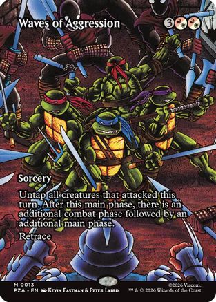 Image of Waves of Aggression (Borderless) (PZA-013) - Teenage Mutant Ninja Turtles Eternal-Legal Foil