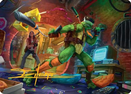 Image of Michelangelo, Game Master Art Card (ASTMT-013) - Art Series: Teenage Mutant Ninja Turtles