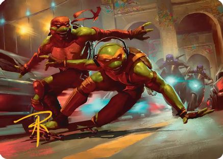 Image of Raph & Mikey, Troublemakers Art Card (ASTMT-017) - Art Series: Teenage Mutant Ninja Turtles