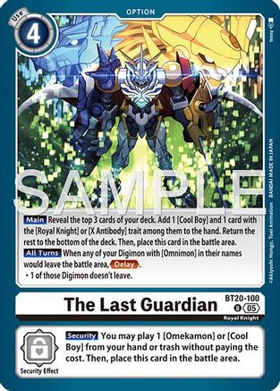 Image of The Last Guardian (Reprint) (BT20-100) - Advanced Booster Digimon Generation Foil