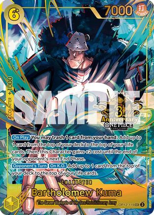 Image of Bartholomew Kuma (Japanese Version 3rd Anniversary Set) (OP12-119) - One Piece Promotion Cards Foil