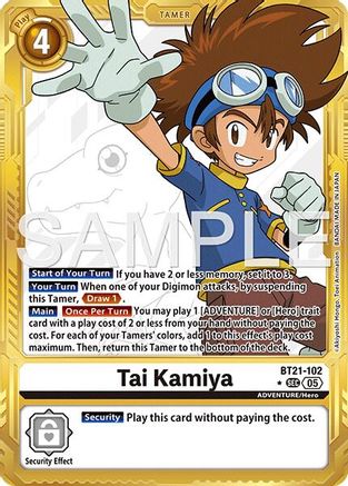 Image of Tai Kamiya - BT21-102 (Gold Border) (BT21-102) - Advanced Booster Digimon Generation Foil