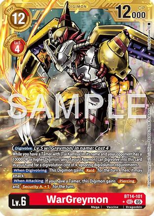 Image of WarGreymon - BT14-101 (Gold Border) (BT14-101) - Advanced Booster Digimon Generation Foil