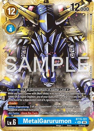 Image of MetalGarurumon (Gold Border) (BT15-101) - Advanced Booster Digimon Generation Foil