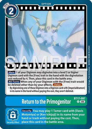 Image of Return to the Primogenitor (Reprint) (BT17-097) - Advanced Booster Digimon Generation Foil