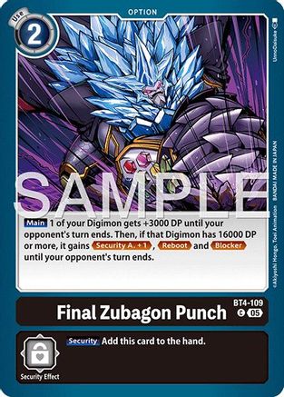 Image of Final Zubagon Punch (Reprint) (BT4-109) - Advanced Booster Digimon Generation Foil