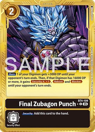 Image of Final Zubagon Punch (Gold Border) (BT4-109) - Advanced Booster Digimon Generation Foil