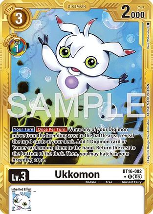 Image of Ukkomon (Gold Border) (BT16-082) - Advanced Booster Digimon Generation Foil