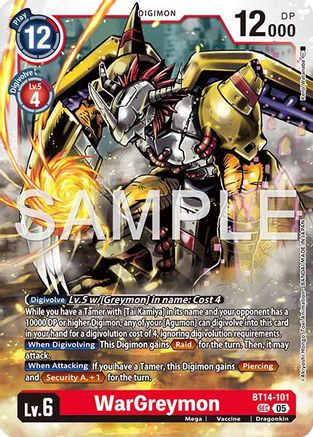Image of WarGreymon - BT14-101 (Reprint) (BT14-101) - Advanced Booster Digimon Generation Foil