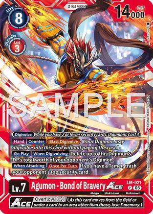 Image of Agumon - Bond of Bravery ACE (Reprint) (LM-021) - Advanced Booster Digimon Generation Foil