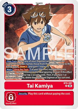 Image of Tai Kamiya - BT6-087 (Reprint) (BT6-087) - Advanced Booster Digimon Generation Foil