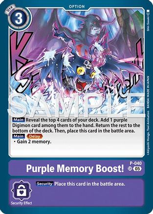 Image of Purple Memory Boost! (Reprint) (P-040) - Advanced Booster Digimon Generation Foil