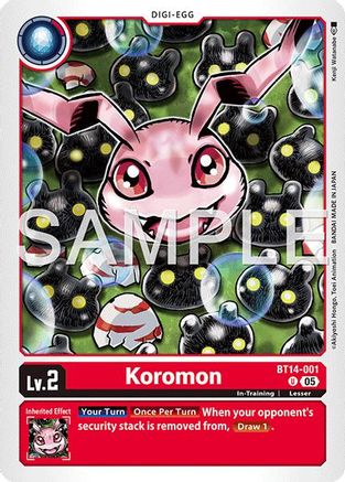 Image of Koromon - BT14-001 (Reprint) (BT14-001) - Advanced Booster Digimon Generation Foil