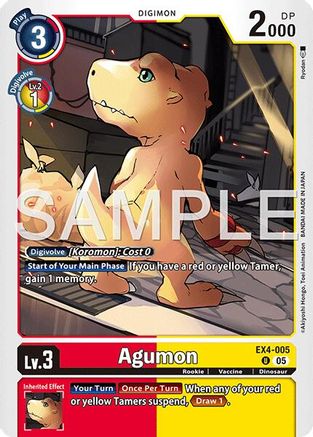 Image of Agumon - EX4-005 (Reprint) (EX4-005) - Advanced Booster Digimon Generation Foil