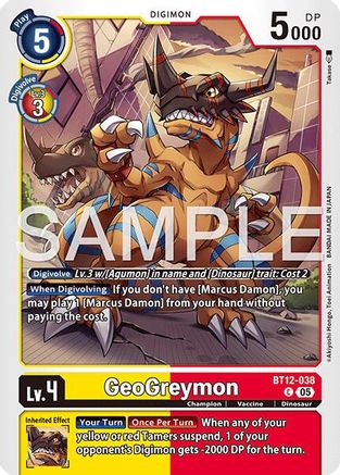 Image of GeoGreymon - BT12-038 (Reprint) (BT12-038) - Advanced Booster Digimon Generation Foil