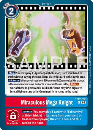 Image of Miraculous Mega Knight (Reprint) (BT17-095) - Advanced Booster Digimon Generation Foil
