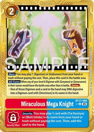 Image of Miraculous Mega Knight (Gold Border) (BT17-095) - Advanced Booster Digimon Generation Foil
