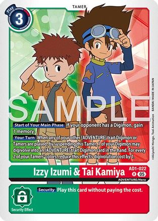 Image of Izzy Izumi & Tai Kamiya (AD1-022) - Advanced Booster Digimon Generation Foil