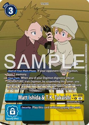 Image of Matt Ishida & T.K. Takaishi (Alternate Art) (AD1-019) - Advanced Booster Digimon Generation Foil