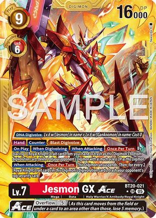 Image of Jesmon GX ACE (Gold Border) (BT20-021) - Advanced Booster Digimon Generation Foil