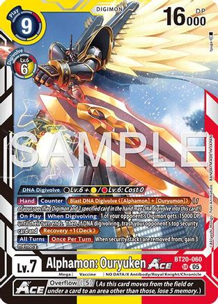 Image of Alphamon: Ouryuken ACE (Reprint) (BT20-060) - Advanced Booster Digimon Generation Foil