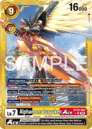 Image of Alphamon: Ouryuken ACE (Gold Border) (BT20-060) - Advanced Booster Digimon Generation Foil
