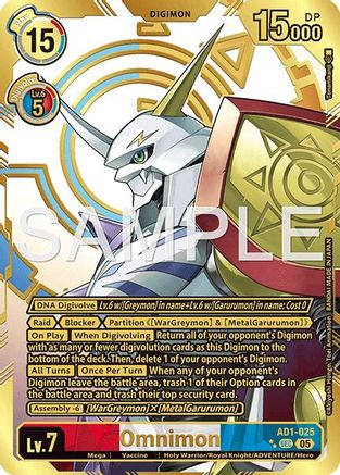 Image of Omnimon - AD1-025 (Rare Pull) (AD1-025) - Advanced Booster Digimon Generation Foil